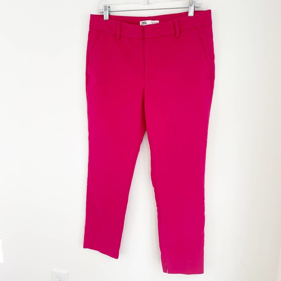Zara Chino Fit Pink Trouser Dress Pants Pink 8 - Picture 8 of 10